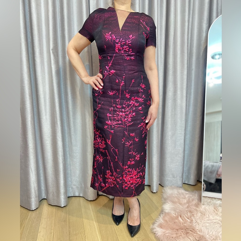 Elegant Black and Pink Floral Dress